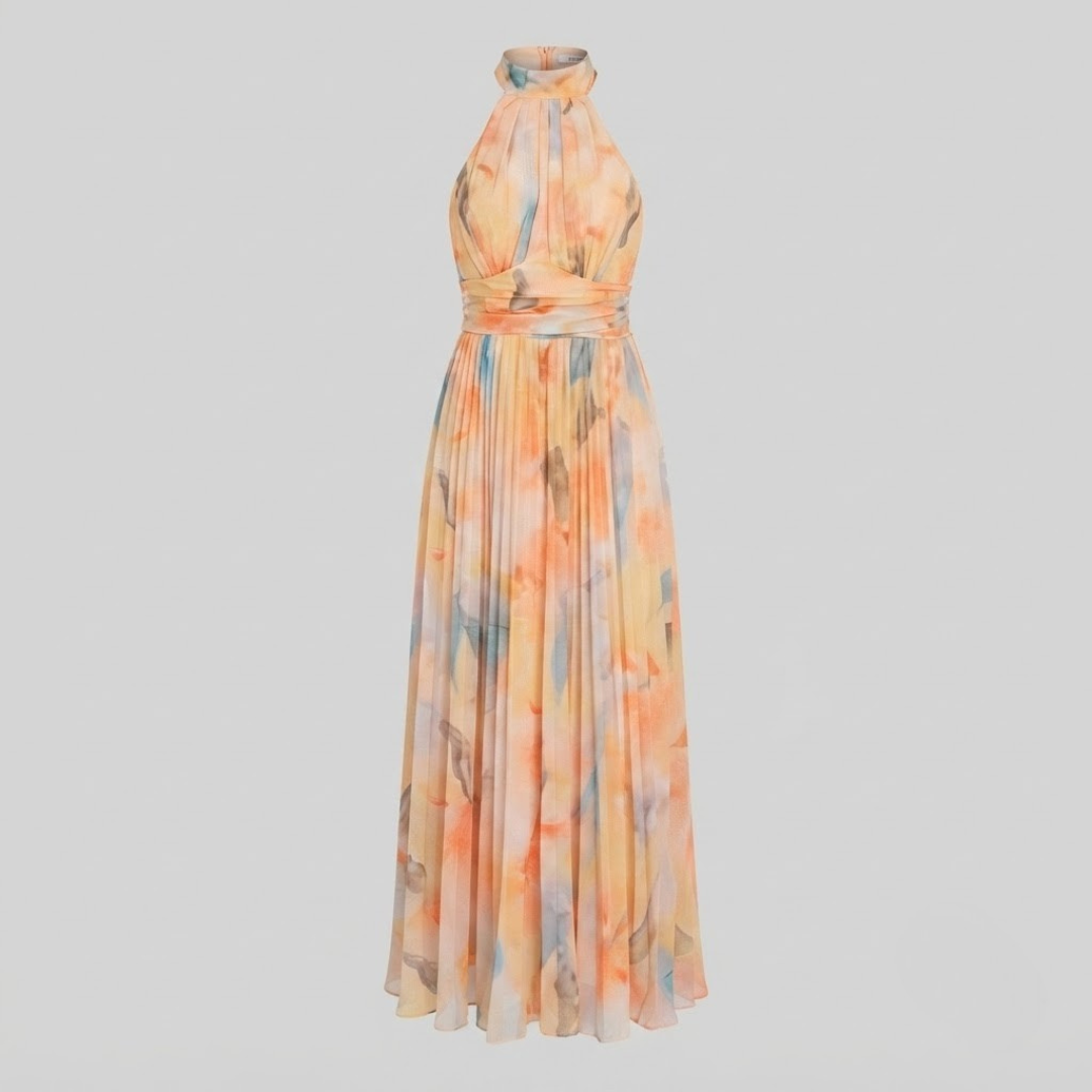 Micah Halterneck Watercolour Print Dress