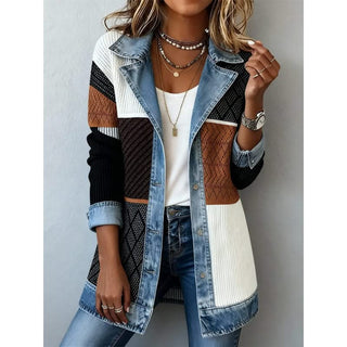 Casual Denim Trim Jacket