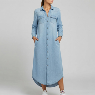 Andi Casual Elegant Long Denim Shirt Dress
