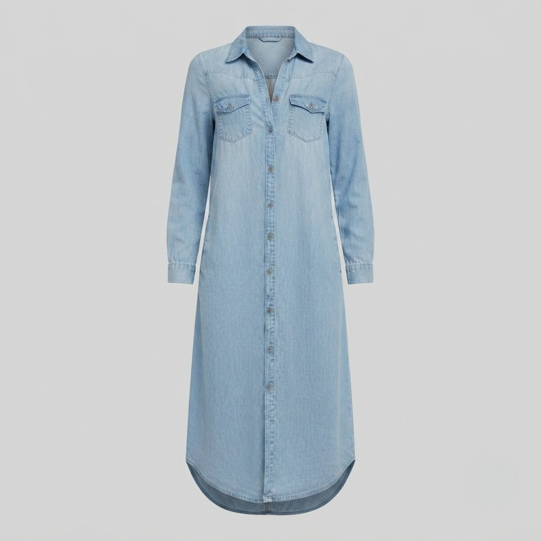 Andi Casual Elegant Long Denim Shirt Dress