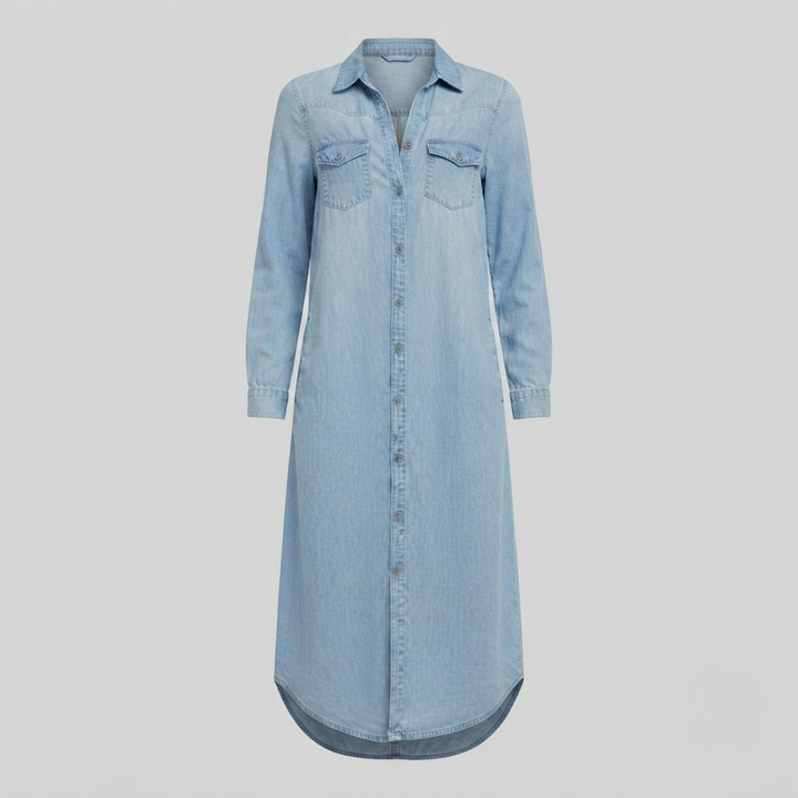 Andi Casual Elegant Long Denim Shirt Dress