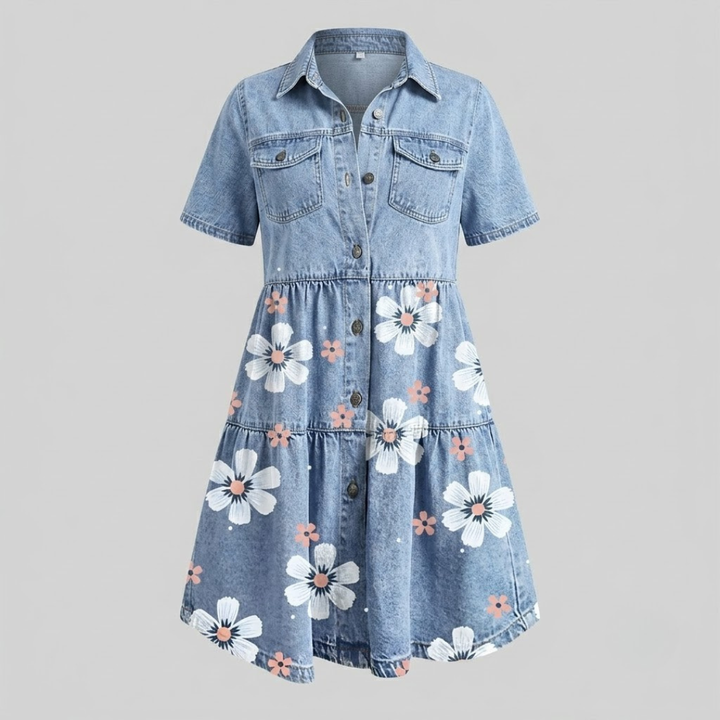Maribel Denim Flower Dress