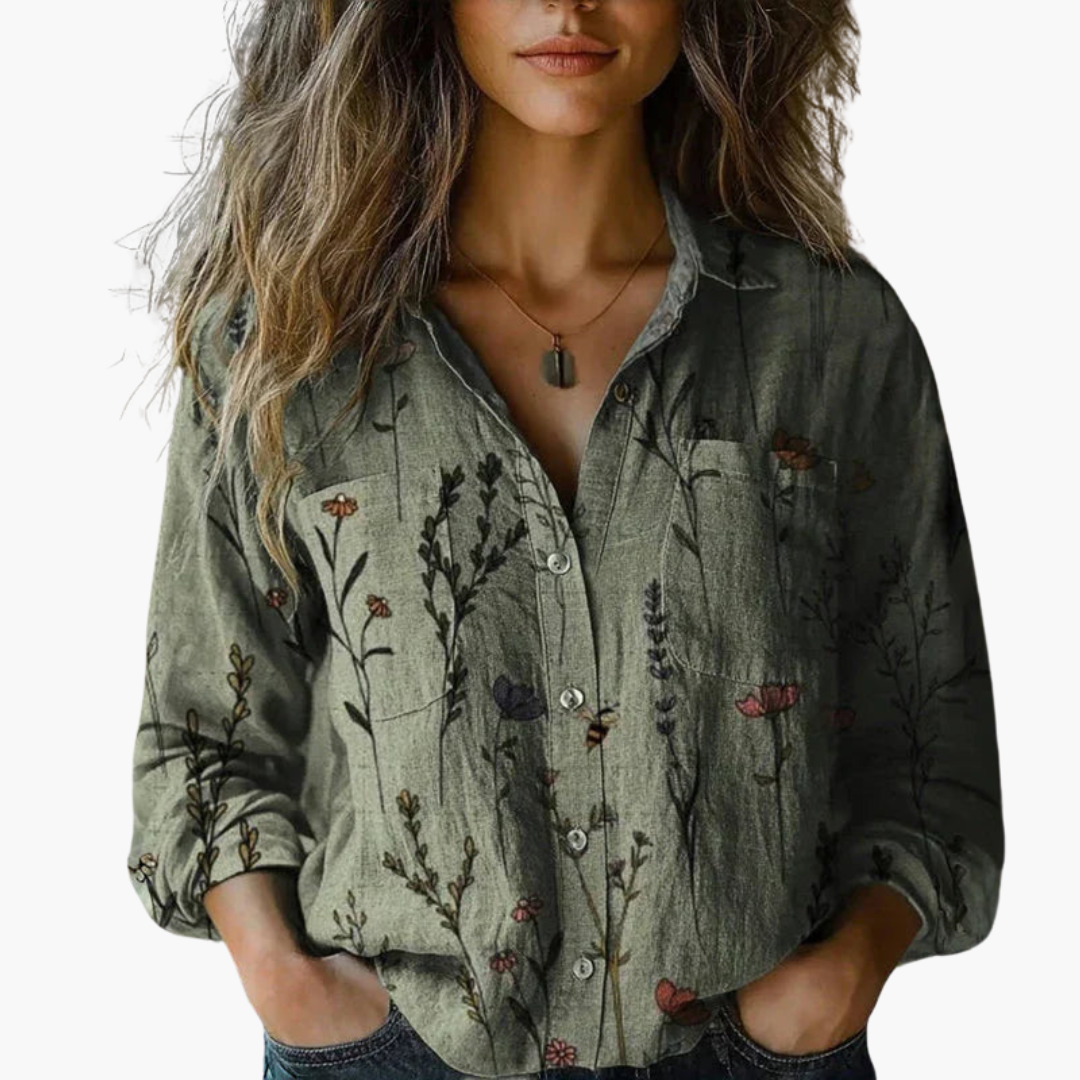 Bella Vintage Printed Blouse