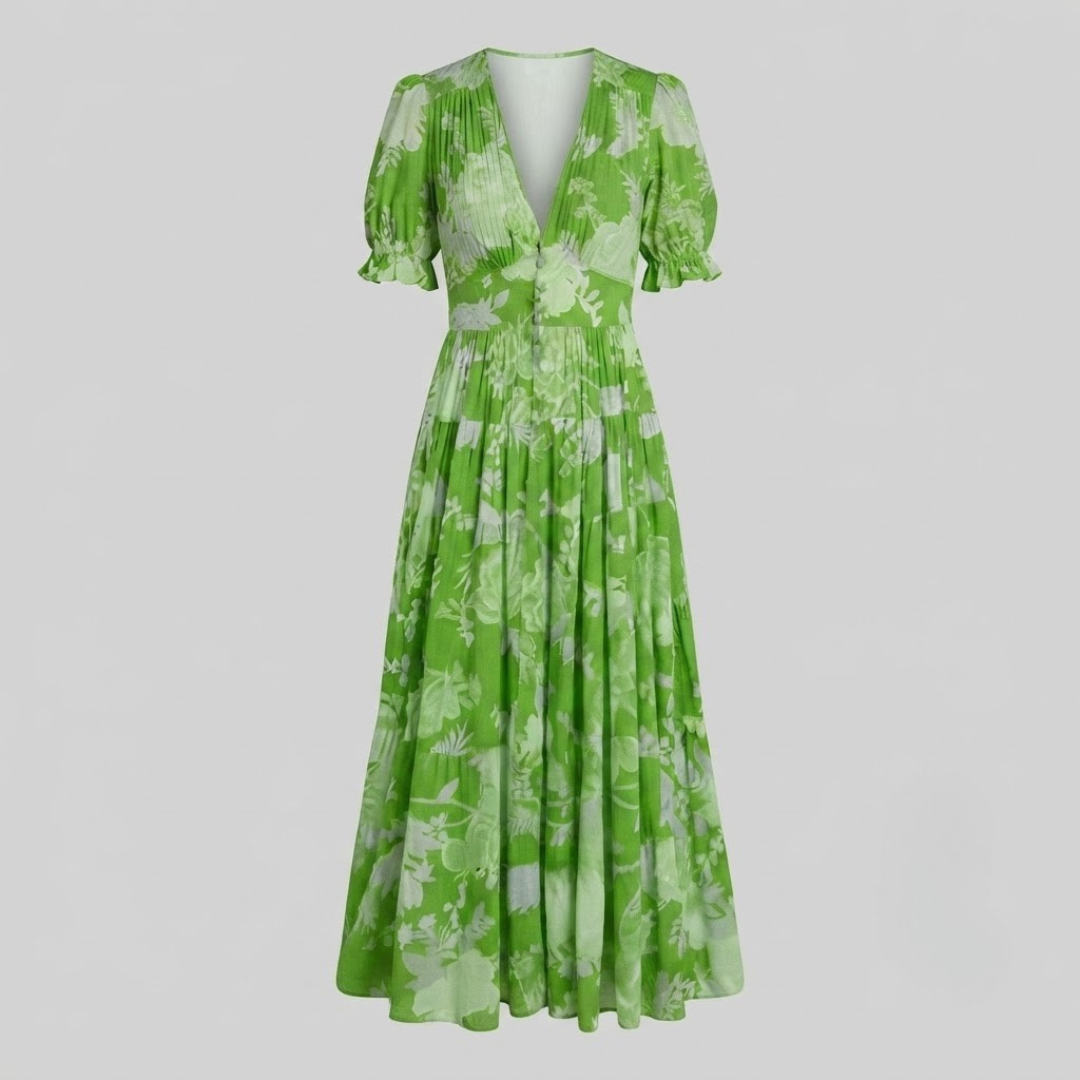 Alessia Elegant Floral V-Neck Dress