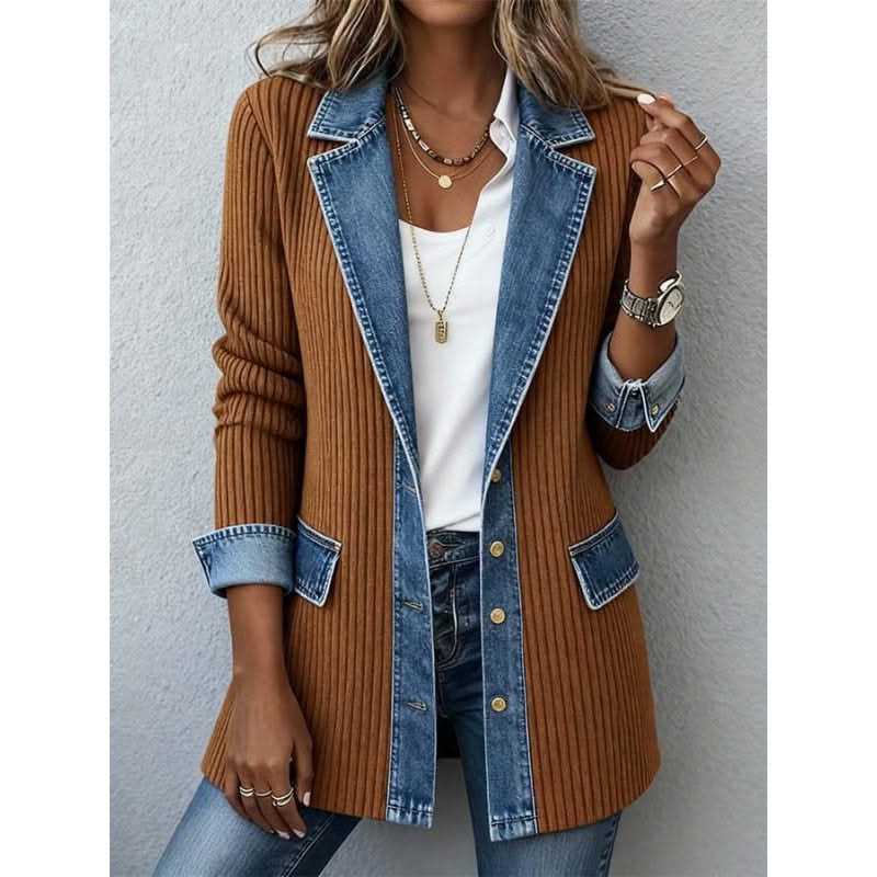 Casual Denim Trim Jacket