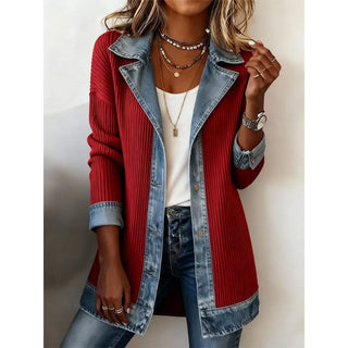 Casual Denim Trim Jacket