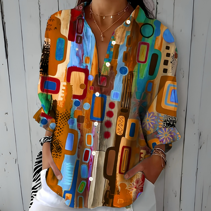 Jella Flowing Everyday Blouse with Feminine Neckline
