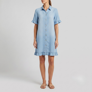 Katie Effortlessly Flattering Ruched Denim Dress