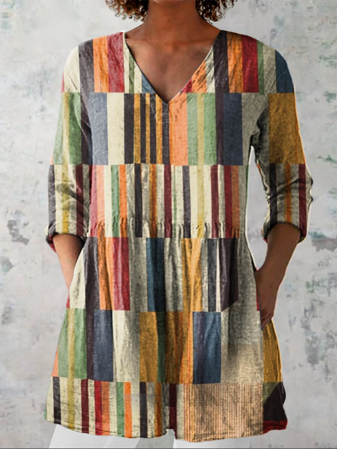 Chloe Long Blouse with V Neck