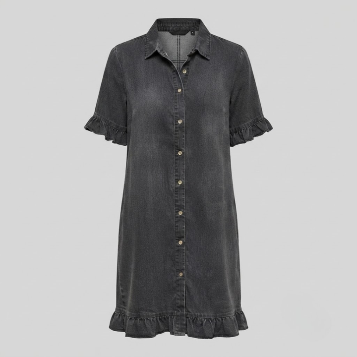 Katie Effortlessly Flattering Ruched Denim Dress