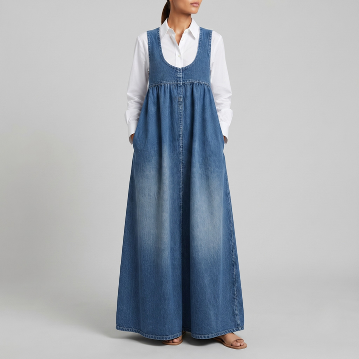 Irene Loose Denim Vest Dress