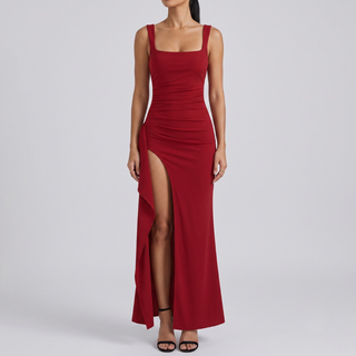 Livia Elegant Formal Slip Maxi Dress with Open Back