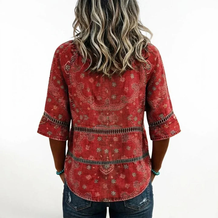 Fellie Vintage Ethnic Print Blouse