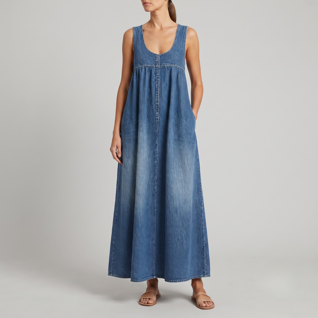 Irene Loose Denim Vest Dress