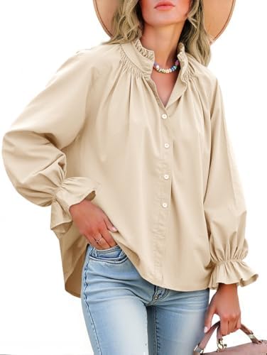 Livia Cotton Puff Sleeve Button Down Blouse