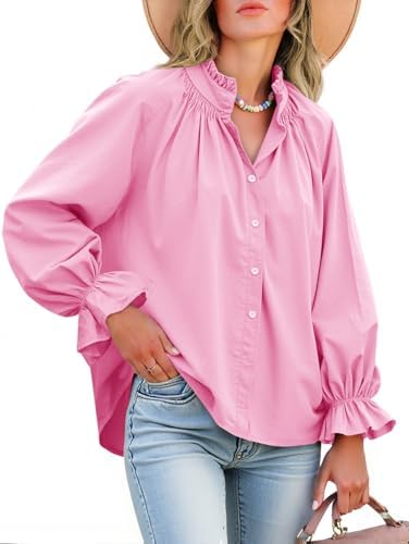 Livia Cotton Puff Sleeve Button Down Blouse