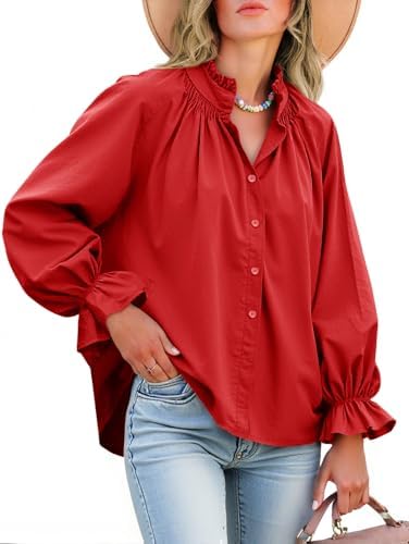 Livia Cotton Puff Sleeve Button Down Blouse