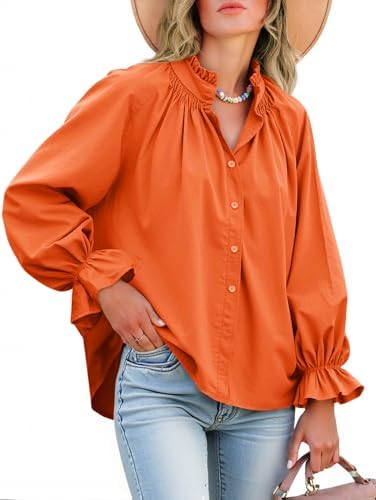 Livia Cotton Puff Sleeve Button Down Blouse