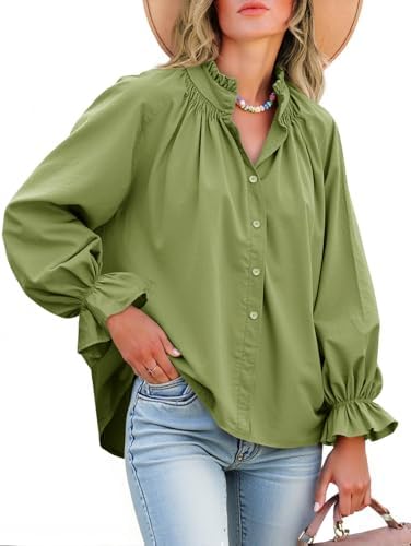 Livia Cotton Puff Sleeve Button Down Blouse