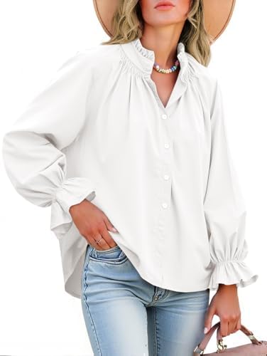 Livia Cotton Puff Sleeve Button Down Blouse