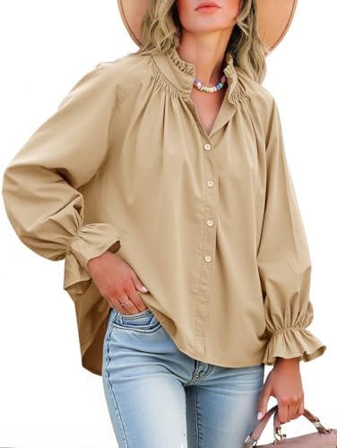 Livia Cotton Puff Sleeve Button Down Blouse