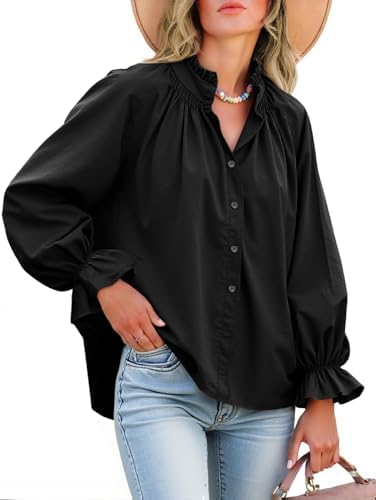 Livia Cotton Puff Sleeve Button Down Blouse