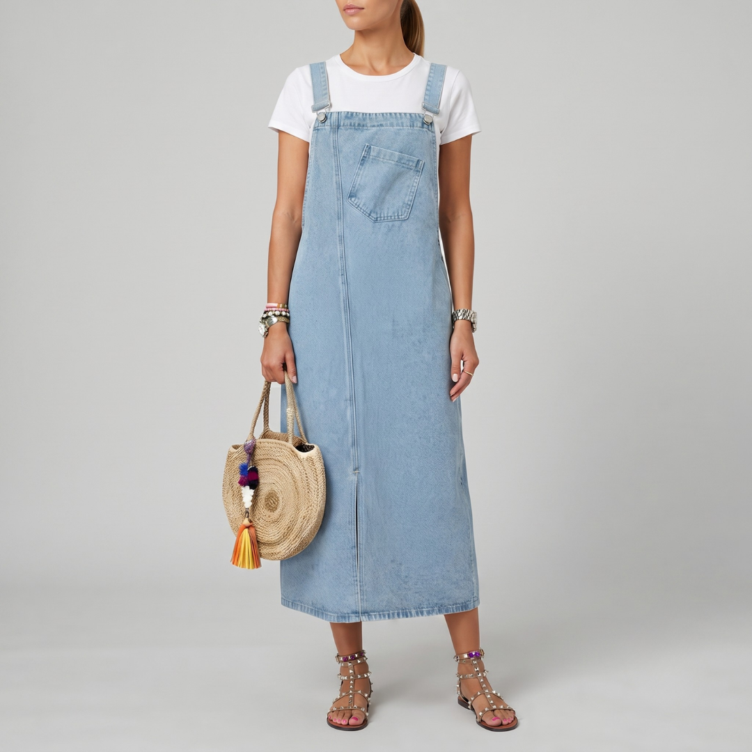 Thalia Casual Denim Jumper Dress