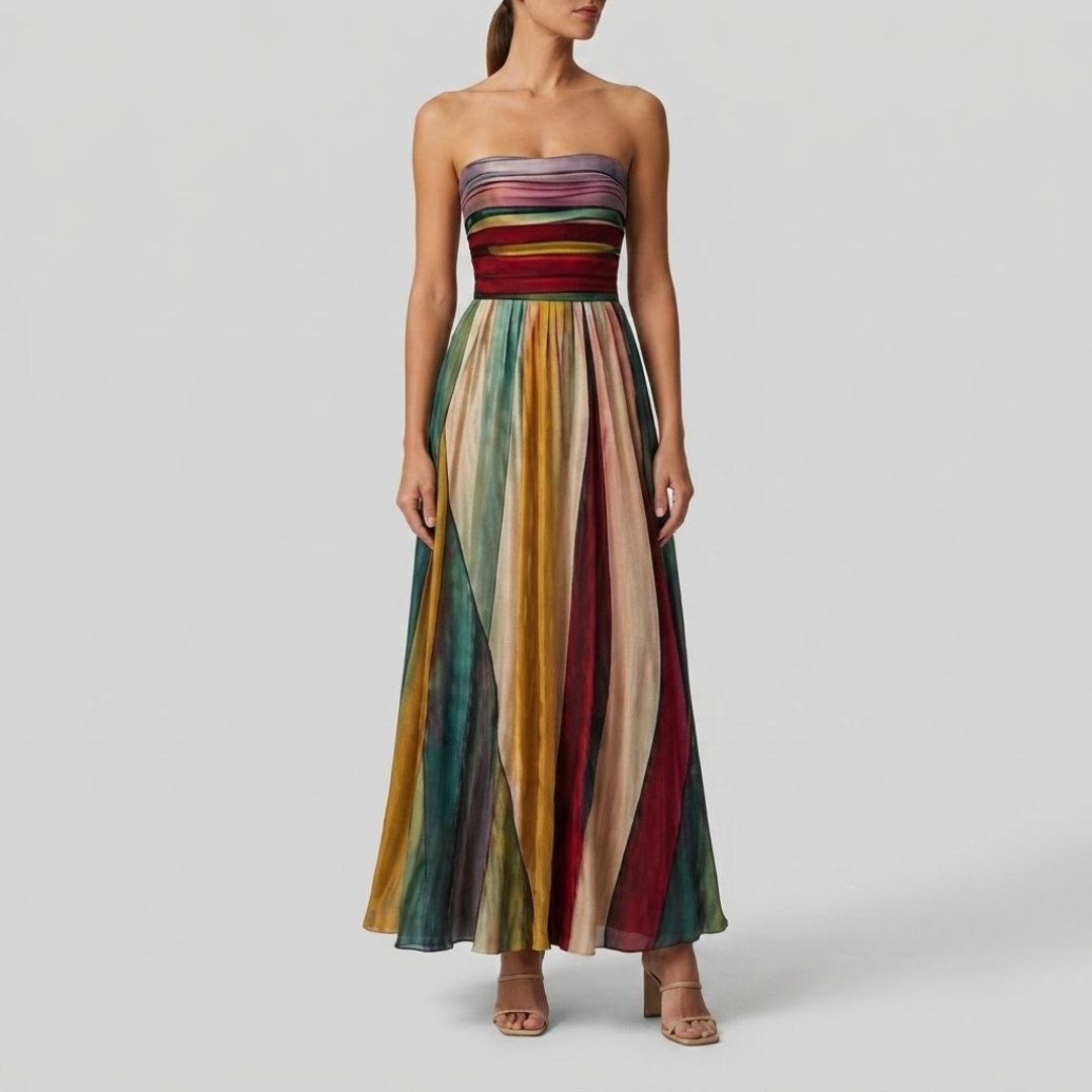 Thalia Elegant Strapless A-Line Dress