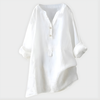 Nikki Elegant Cotton Linen V Neck Blouse