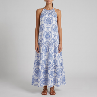Loren Chic Boho Halter Tiered Maxi Dress