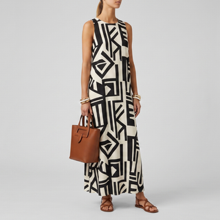 Victoria Elegant V-Neck Printed Dress