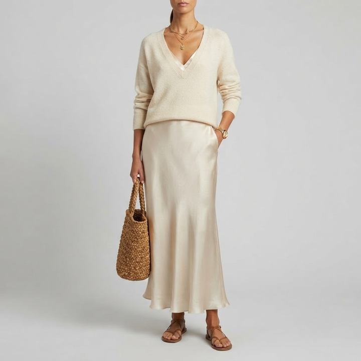 Isolde Knit and Satin Ensemble
