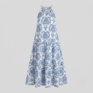 Loren Chic Boho Halter Tiered Maxi Dress