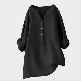 Nikki Elegant Cotton Linen V Neck Blouse