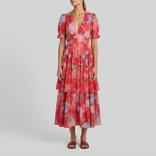 Alessia Elegant Floral V-Neck Dress