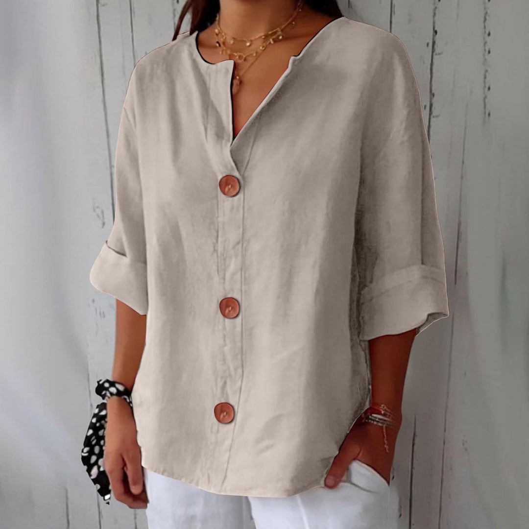 Nara Relaxed Linen Blouse for Timeless Elegance