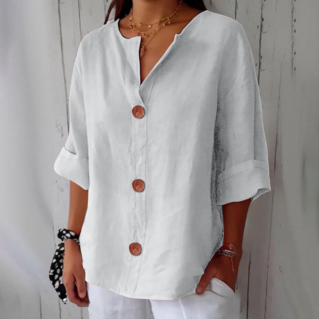 Nara Relaxed Linen Blouse for Timeless Elegance