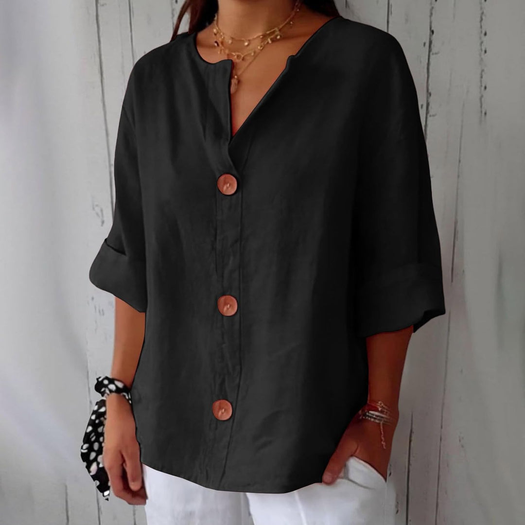 Nara Relaxed Linen Blouse for Timeless Elegance