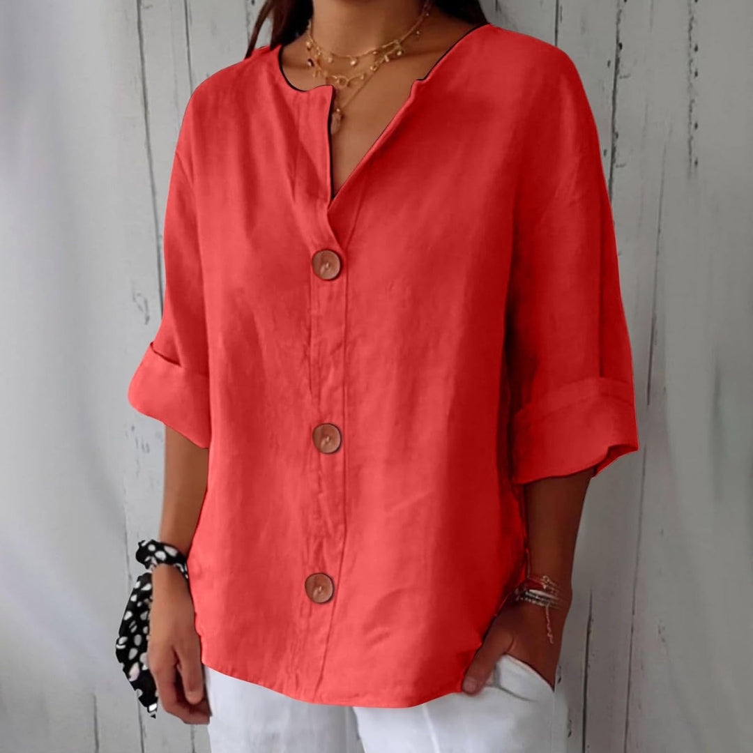 Nara Relaxed Linen Blouse for Timeless Elegance