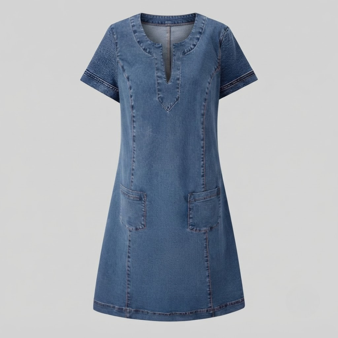 Orthelia Soft Denim Dress with Front Pockets