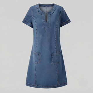 Orthelia Soft Denim Dress with Front Pockets