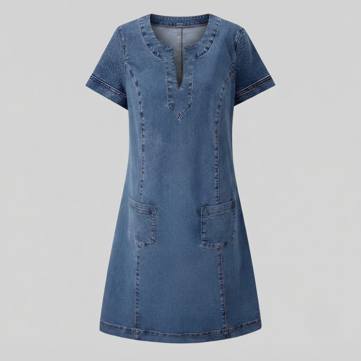 Orthelia Soft Denim Dress with Front Pockets
