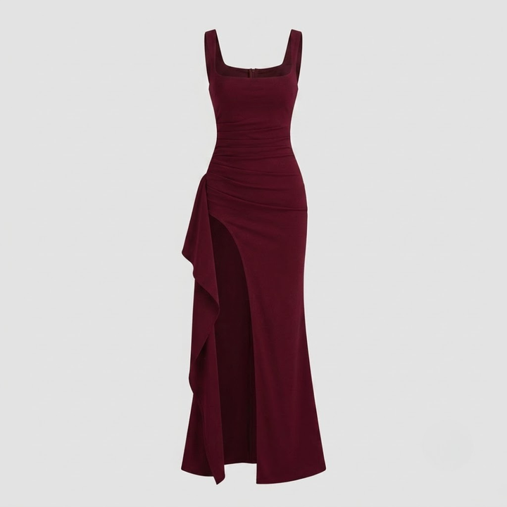 Livia Elegant Formal Slip Maxi Dress with Open Back