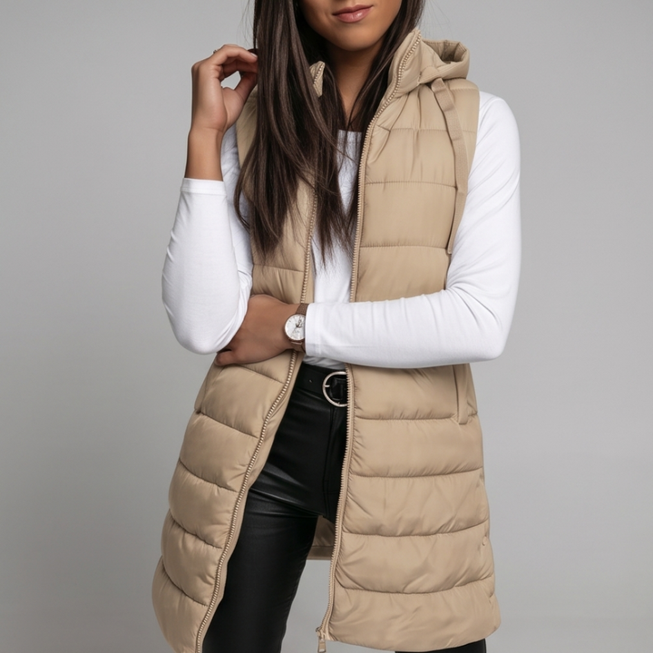 Long Hooded Puffer Vest