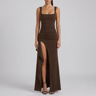Livia Elegant Formal Slip Maxi Dress with Open Back