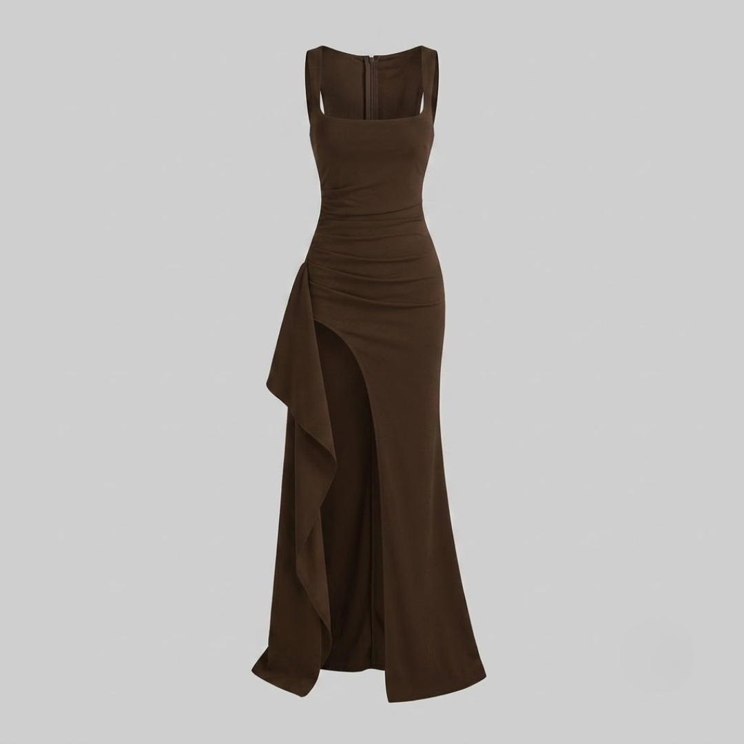 Livia Elegant Formal Slip Maxi Dress with Open Back