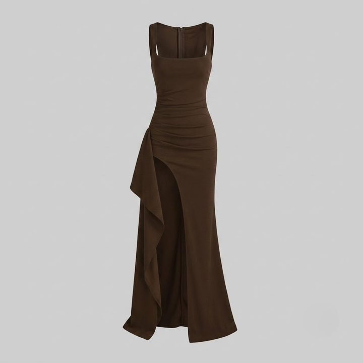 Livia Elegant Formal Slip Maxi Dress with Open Back