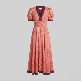 Angel Elegant Puff-Sleeve Maxi Dress