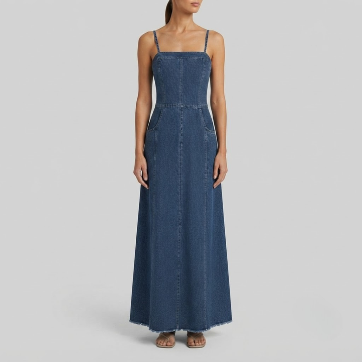 Hana Vintage Denim Maxi Dress