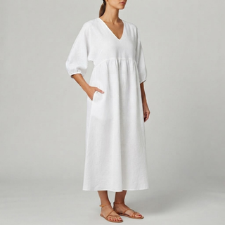 Daisy Elegance V-Neck Maxi Dress